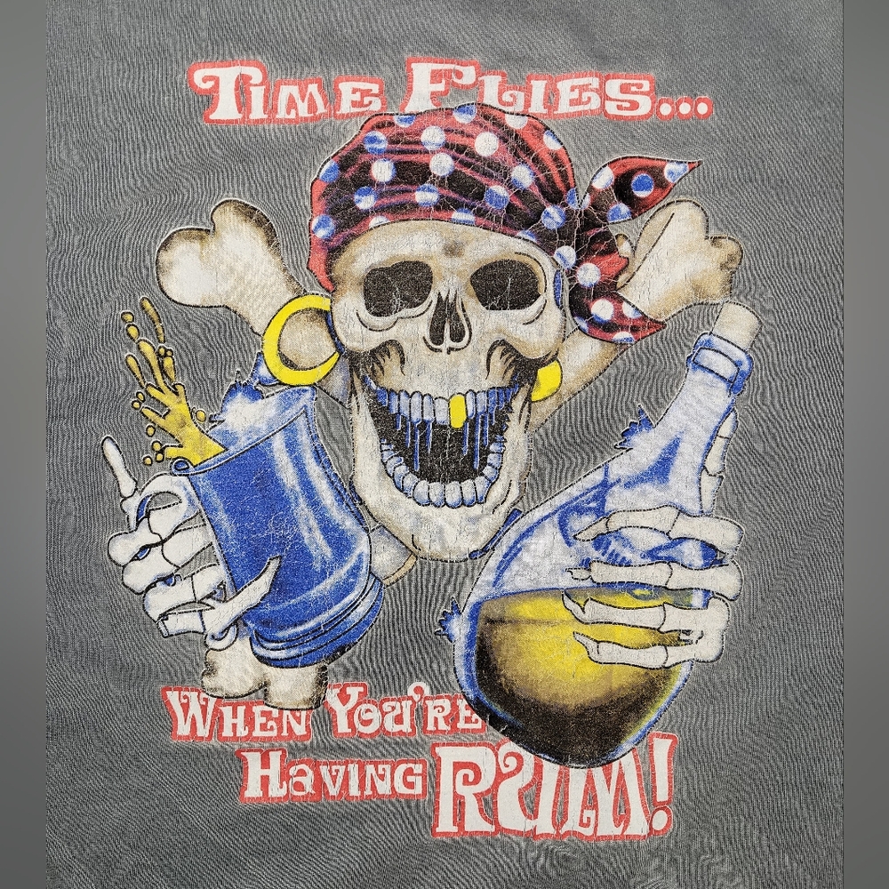 Y2K Rum lover tee Tropical Paradise Pirate Logo beach Summer vacation vibes, XL - Picture 3 of 3